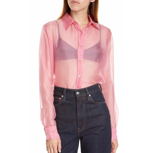 Helmut Lang Tops - 💗 NEW Helmut Lang pink sheer silk top shirt M